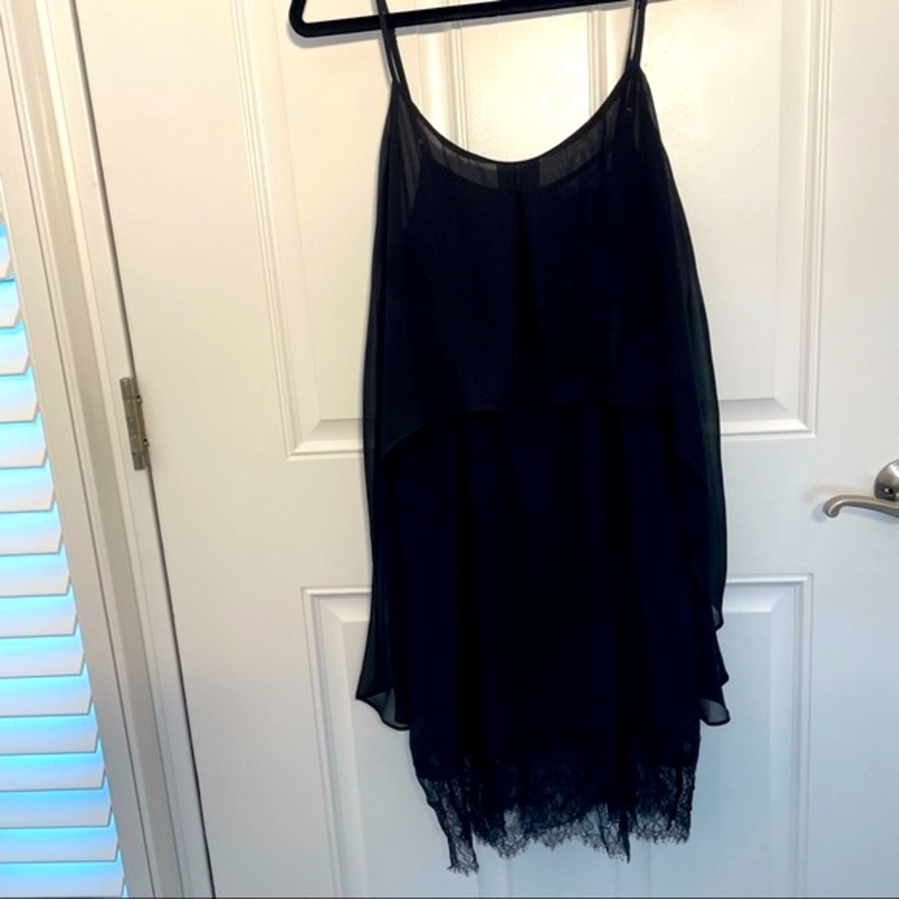 NWT – Black Flowy Cocktail Dress with Lace Trim